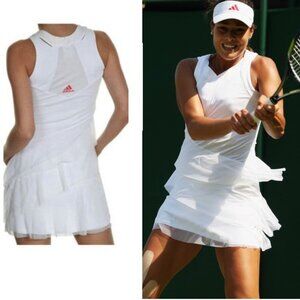 Adidas Ana Ivanović White Tennis Dress Mesh Skirt "SO CUTE" S Small